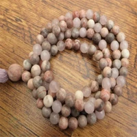 6mm flower jasper gemstone mala necklace 108 beads tassel monk unisex healing men lucky meditation handmade fancy buddhism pray