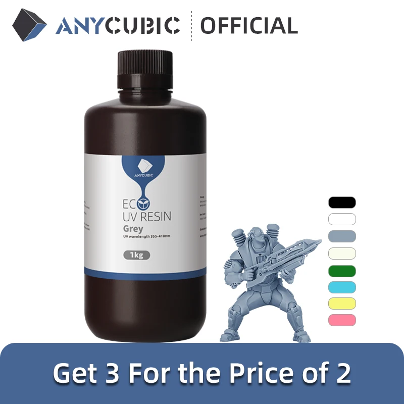 {Код: RESINB2G1} ANYCUBIC цветной экологически чистый УФ полимер 1 кг печатный материал на