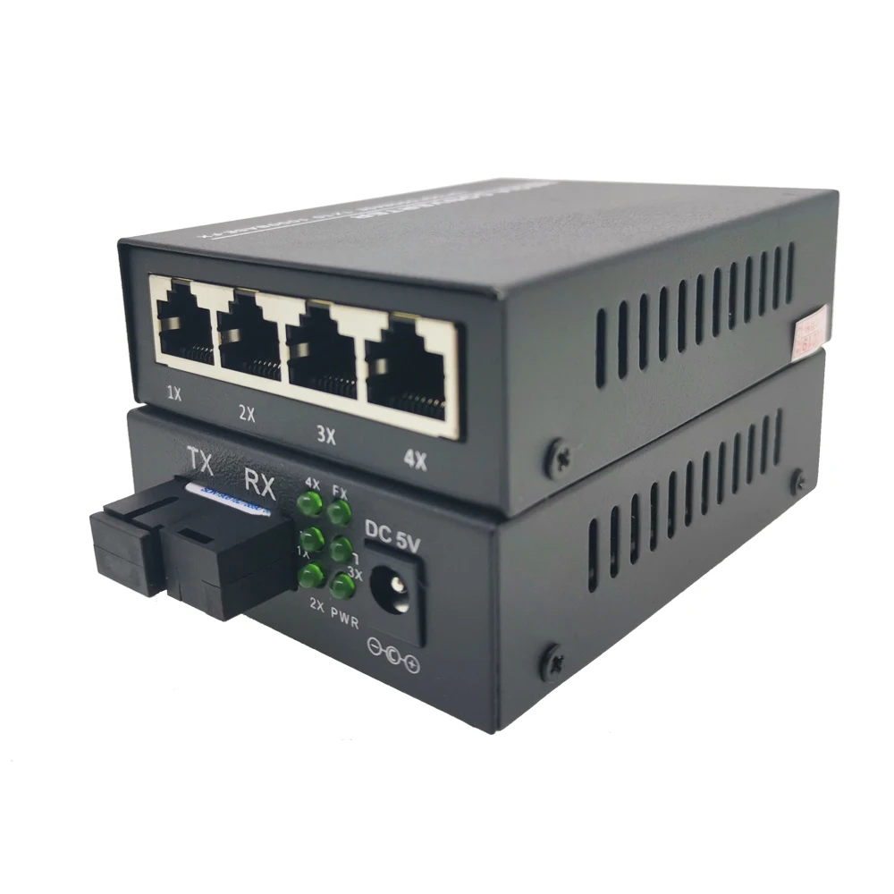 1G4E Бесплатная доставка 1 пара 20 км гигабитный 4 порта волоконно-оптический ethernet