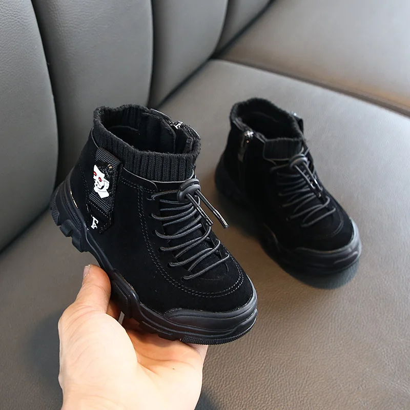 Детские ботинки для девочек 2020 Новые осенне зимние теплые мальчиков модные с