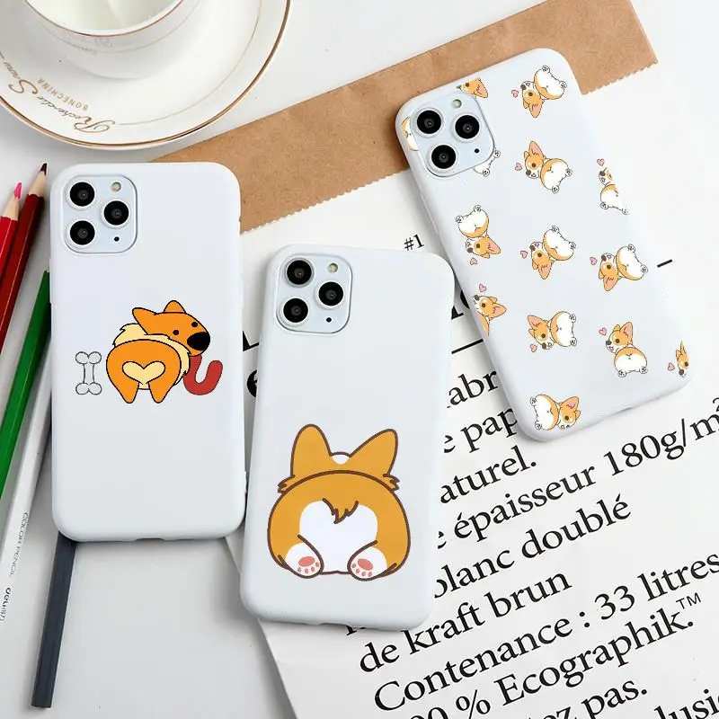 Белый чехол для телефона iPhone 6 7 8Plus X xr xs 11 12 Mini Pro Max милый забавный мультяшный щенок
