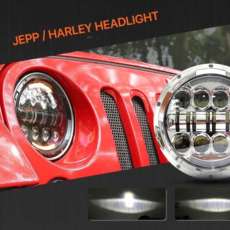 Автомобильная 7-дюймовая круглая светодиодная фара H4 автомобильная