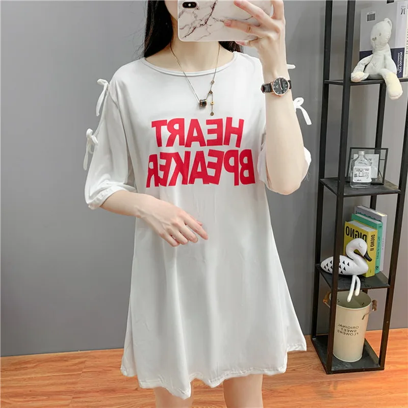 

QRWR T Shirt Women 2021 Summer O Neck Hollow Out Short Sleeve Kawaii Women's Top Solid Loose Straight Long Oversized T Shirt