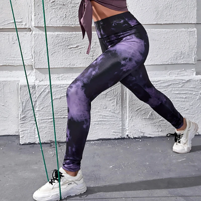 

NORMOV Leggings Women Fitness High Waist Push Up Ankle Length Jeggings Workout Tie Dye Printed Leggings Feminina