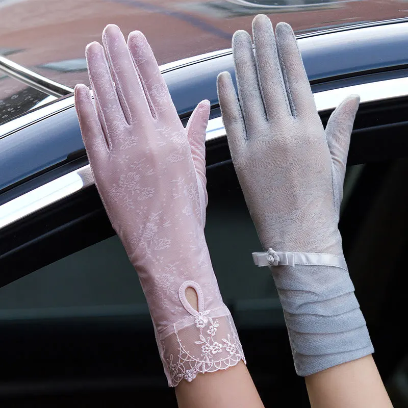 Новые женские солнцезащитные тонкие перчатки Elifashion Плюшевые короткие с бантом и