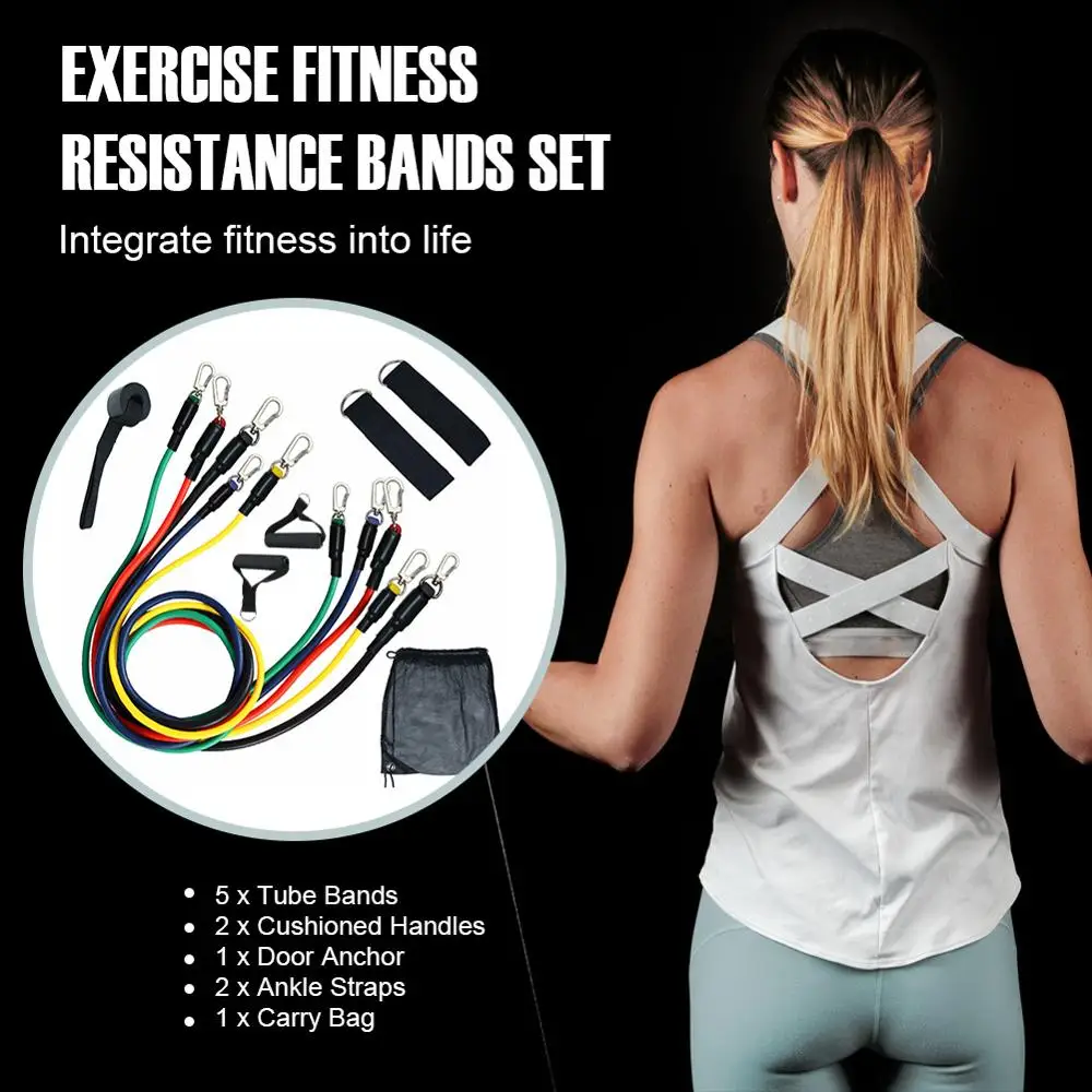 

11 Pcs/Set Latex Resistance Bands Crossfit Training Exercise Yoga Tubes Pull Rope Rubber Expander Elastic Bands Yoga-Best Gift