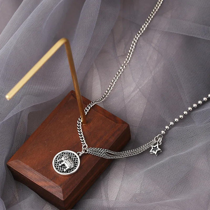 

Cute Female Small Elephant Pendant Necklace Charm Sterling Silver Chain Necklaces For Women Vintage Wedding Necklace Jewelry