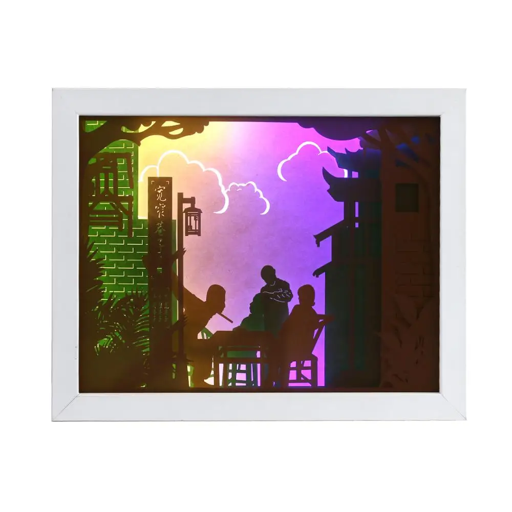

Home Wall Decor Night Light Shadow Box 3D Gift Paper Lamp Wall Art Display Snap Frame With Led Light