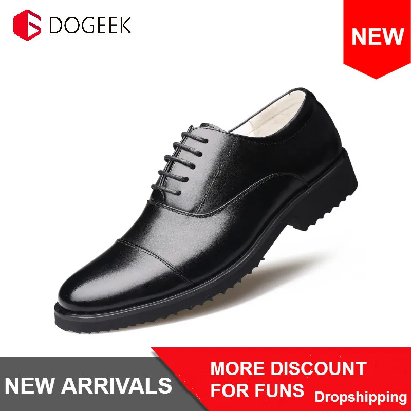 

DOGEEK Spring And Autumn Men's Leather Shoes Large Size Business Oxford Flats Shoes Lace-up Shoes Classic Non-slip Boots