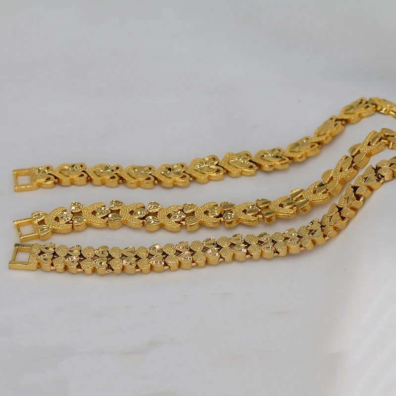 Браслет из кубинской цепи покрытой 24-каратным золотом для мужчин и женщин |