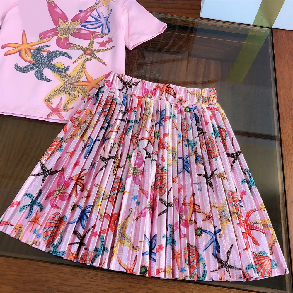 

Designer children's clothing 2021 summer new products girls classic printed suit skirt two-piece sweet and cute style