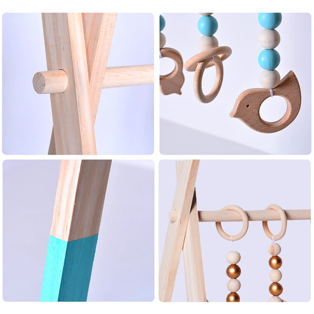 Деревянный Детский гимнастический зал с 3 деревянными игрушками для