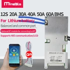 Умный BMS-порт 12S, 36 В, сбалансированная Поддержка bluetooth 20A 30A 40A 50A 60A, связь 32650, защитная плата LiFePo4 PCM