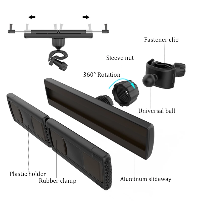 bfollow dual triple clip clamp holder stand mount universal for tablet ipad pro 12 9 mobile phone 360 rotate for tripod bracket free global shipping