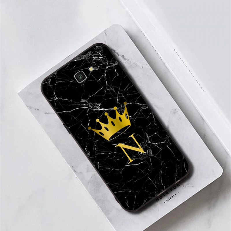 LVTLV DIY инициалы имя письмо монограмма черный мрамор Корона чехол для телефона samsung