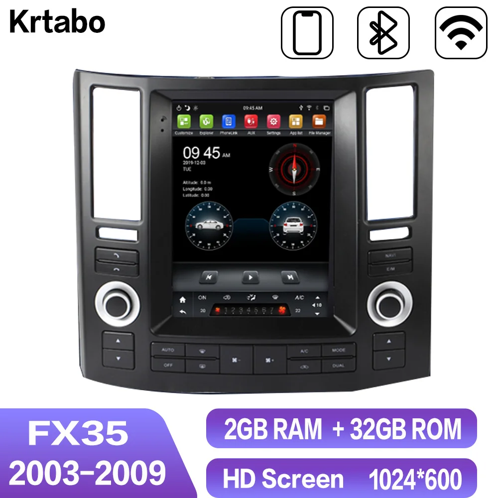 

Krtabo Android система для Infiniti FX35 2003-2009 Автомобильный Радио Мультимедиа Видео плеер Интеллектуальный большой экран навигации GPS