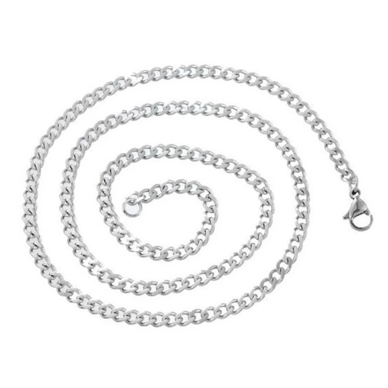 

White K Polished Chain Stainless Steel Chain Necklace 52Cm-1 Piece