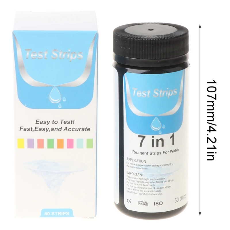 

50 Pcs Water Test Strips 7-in-1 Aquarium Water Quality Test Strips for Check