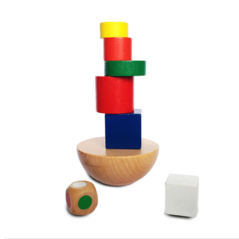 

Children Toys Wooden Geometric Blocks Kids Balancing Training Game Montessori Early Educational Toys Children Family Game Blocks