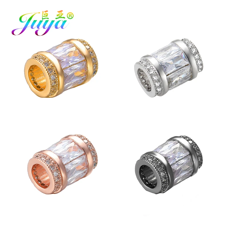 Металлические бусины шармы Juya сделай сам с фианитом и кристаллами для
