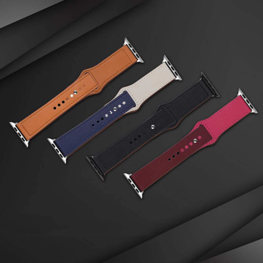 Ремешок из натуральной кожи для Apple Watch 38 мм 42 Новый двухцветный браслет Iwatch серии
