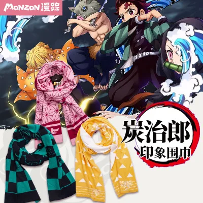 

Anime Demon Slayer Kimetsu no Yaiba Kamado Tanjirou Kamado Nezuko Agatsuma Zenitsu Kochou Shinobu Comicon Peripheral Warm Scarf