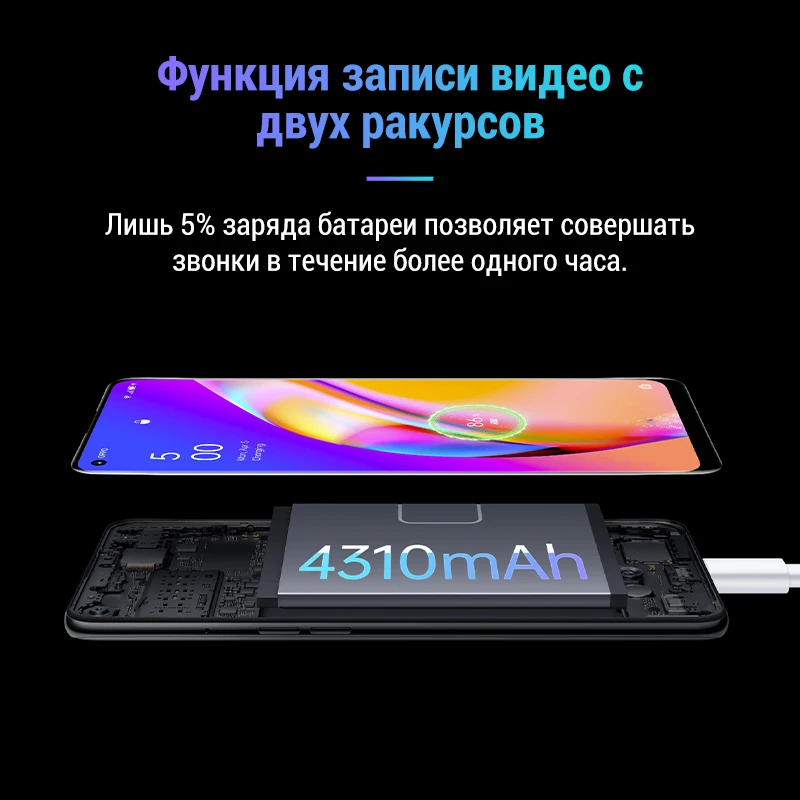 Смартфон OPPO Reno 5 Lite 8+128 ГБ Helio P95 функция распознавания лица 6.43″ AMOLED экран NFC