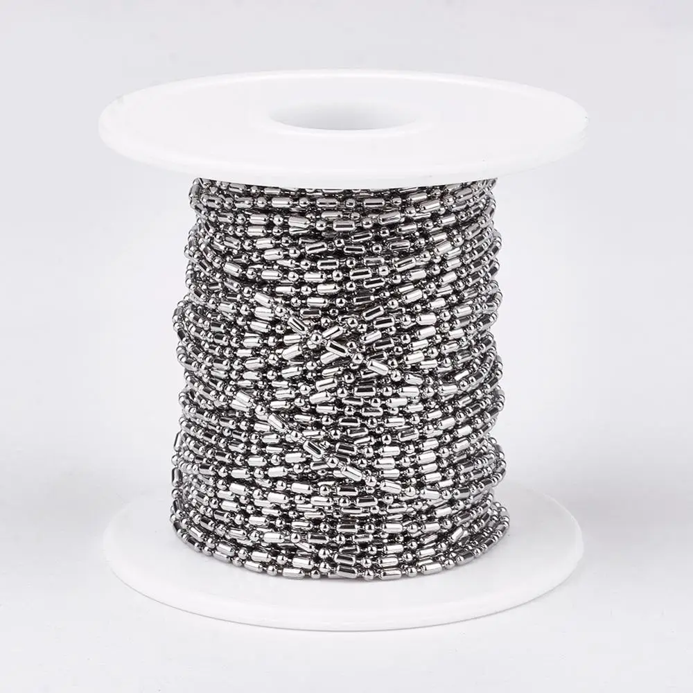 

20m/roll Handmade Stainless Steel Ball Chains Soldered Oval & Round Beads Link Chains For DIY Jewelry Making Findings 3x1.6mm