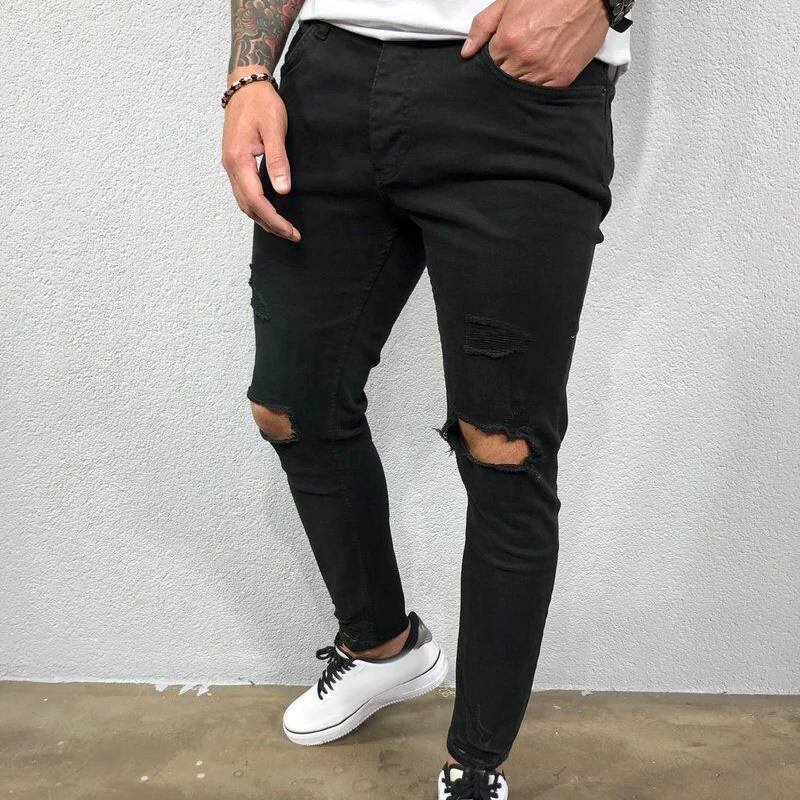 Джинсы VICABO мужские с дырками модные пикантные брюки карандаш джинсовая одежда