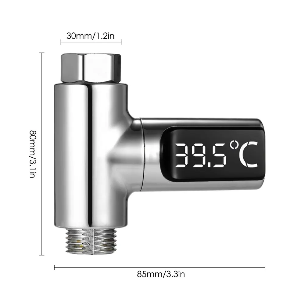 

LED Display Water Shower Thermometer Self-Generating Electricity Shower Thermometer Monitor Energy Smart Safe Meter thermometer