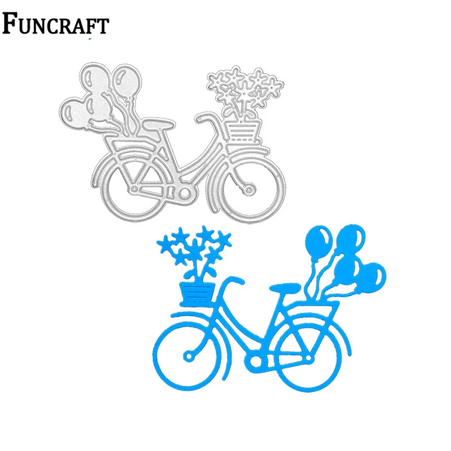 Винтажные велосипедные штампы с воздушным шаром цветочным горшком