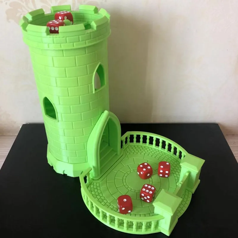 Зеленый Башня для игральных костей Подземелья и Драконы DND миниатюрная Строительная модельная фигурка из смолы комплект с лотком и замком винтовая лестница 3D печать - Цвет: Зеленый
