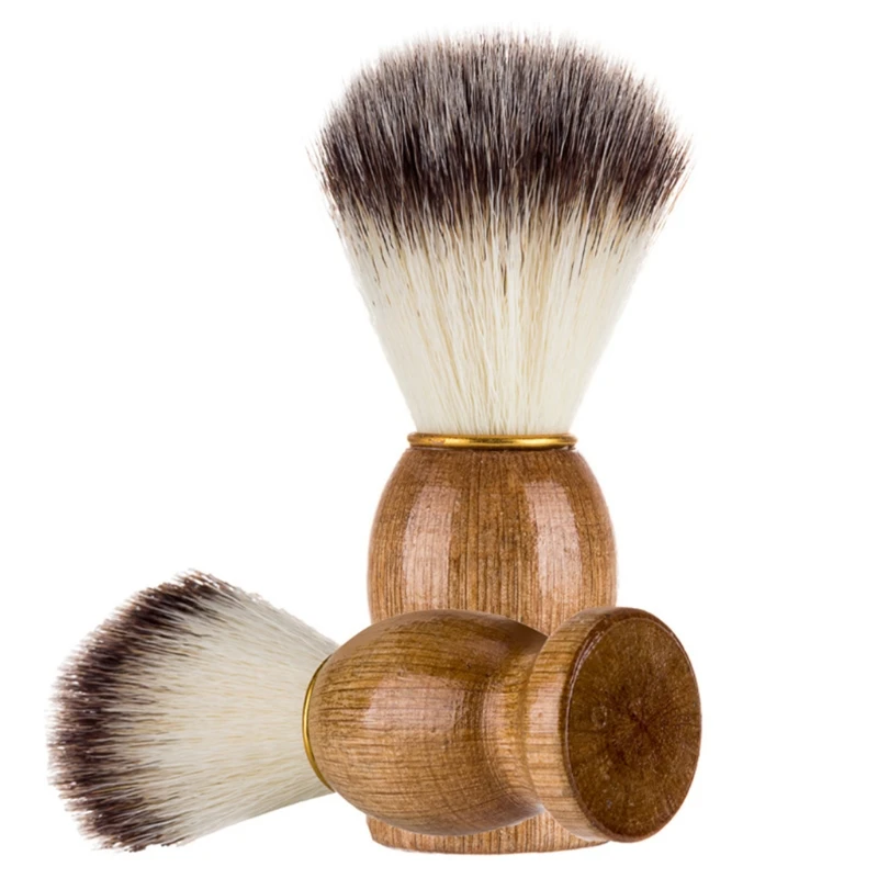 

Q1QD Mens Shaving Brush with Wooden Handle Soft Nylon Hair Face Cleaning Makeup Beard Cleaner Luxury Professional Barber Salon