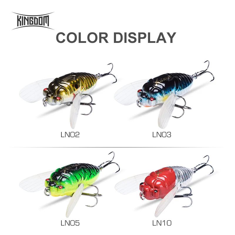 Kingdom Topwater Floating Simulation Cicada Fishing Lures Hard Bait Saltwater Bionic Insect Swing Wobbler 40mm 55mm Fishing Lure