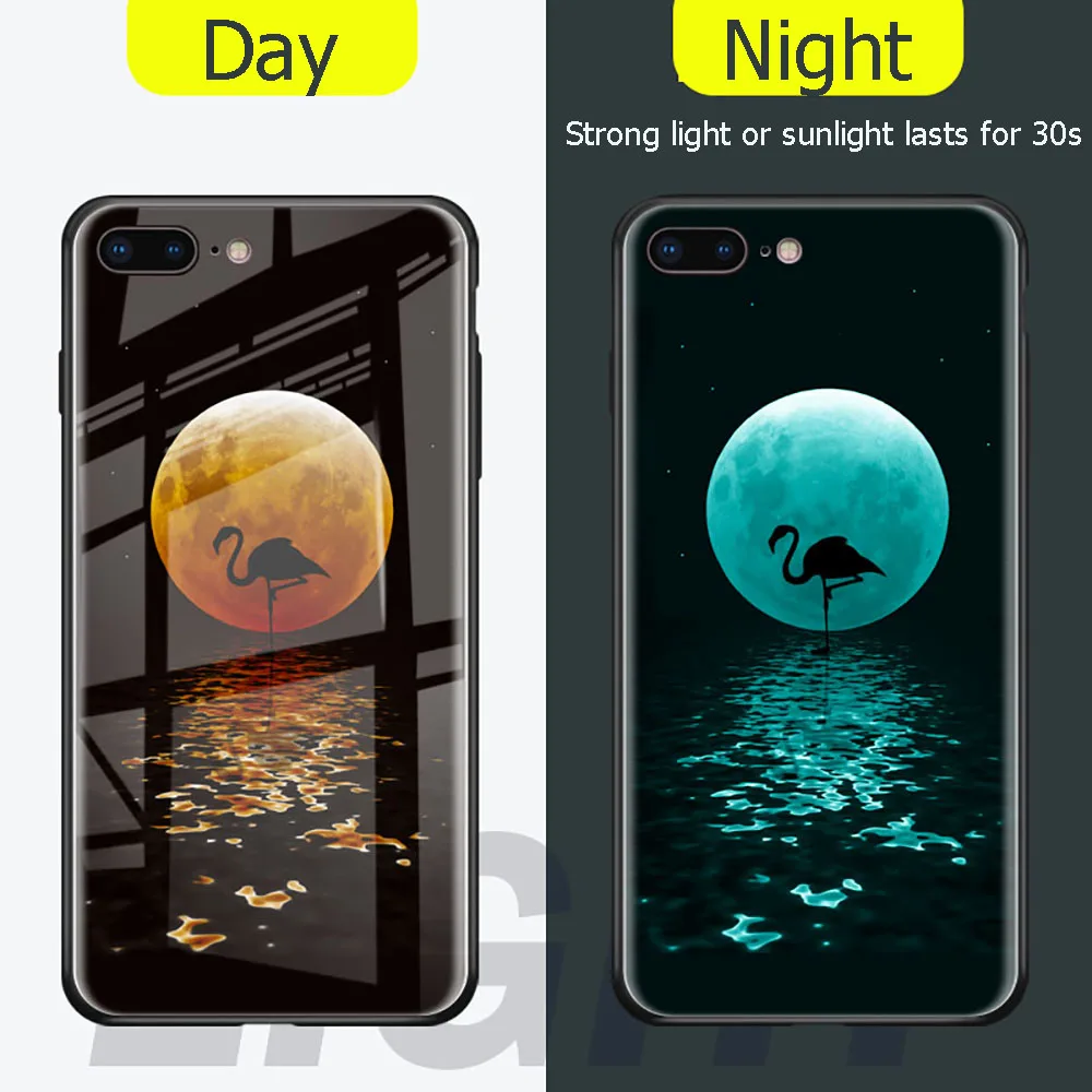 Светящийся чехол из закаленного стекла для Iphone 8 7 6 S Роскошный XS MAX XR X с