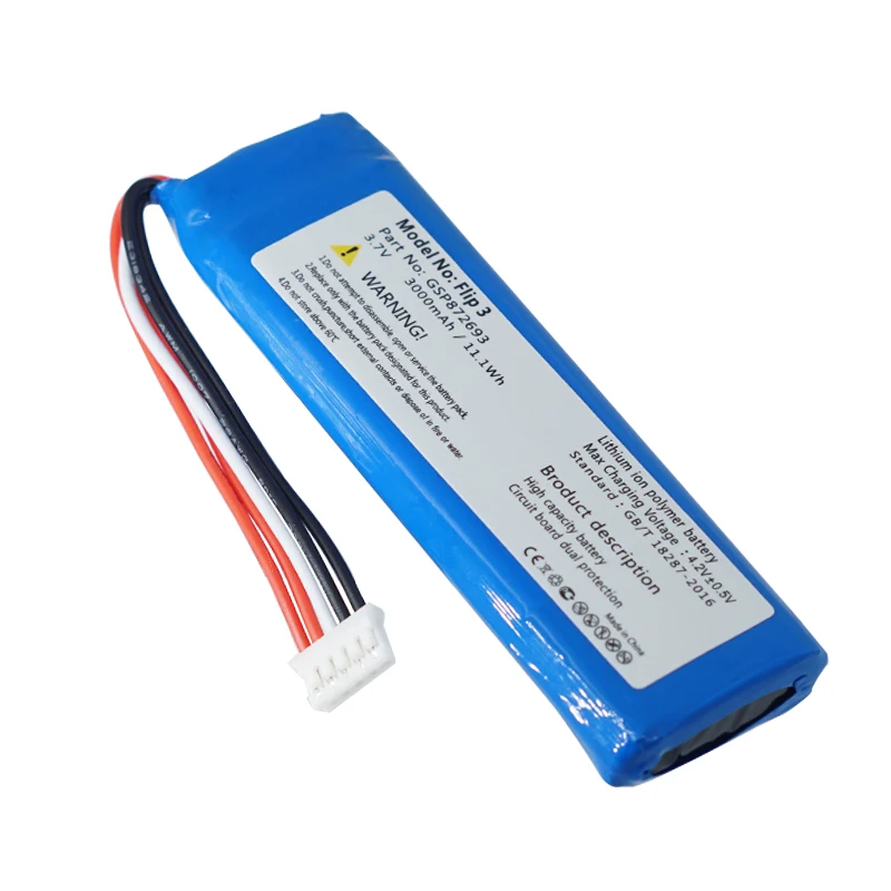 2 шт. новый аккумулятор большой емкости GSP872693 3 7 в 3000 мАч для JBL Flip P763098 03|Батареи