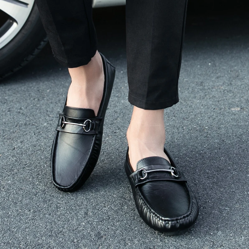 Туфли мужские из натуральной кожи роскошные брендовые дышащие мокасины без