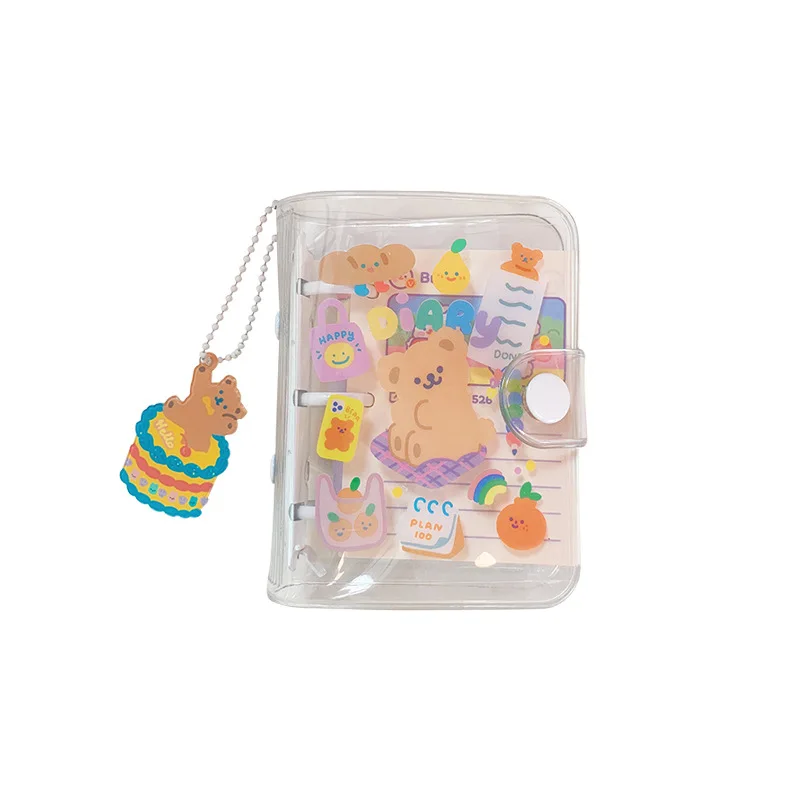 

Korean Stationery Mini Transparent 3 Hole Binder Spiral Diary Notebook Creative Cartoon Portable Journal Notebook Agenda Notepad