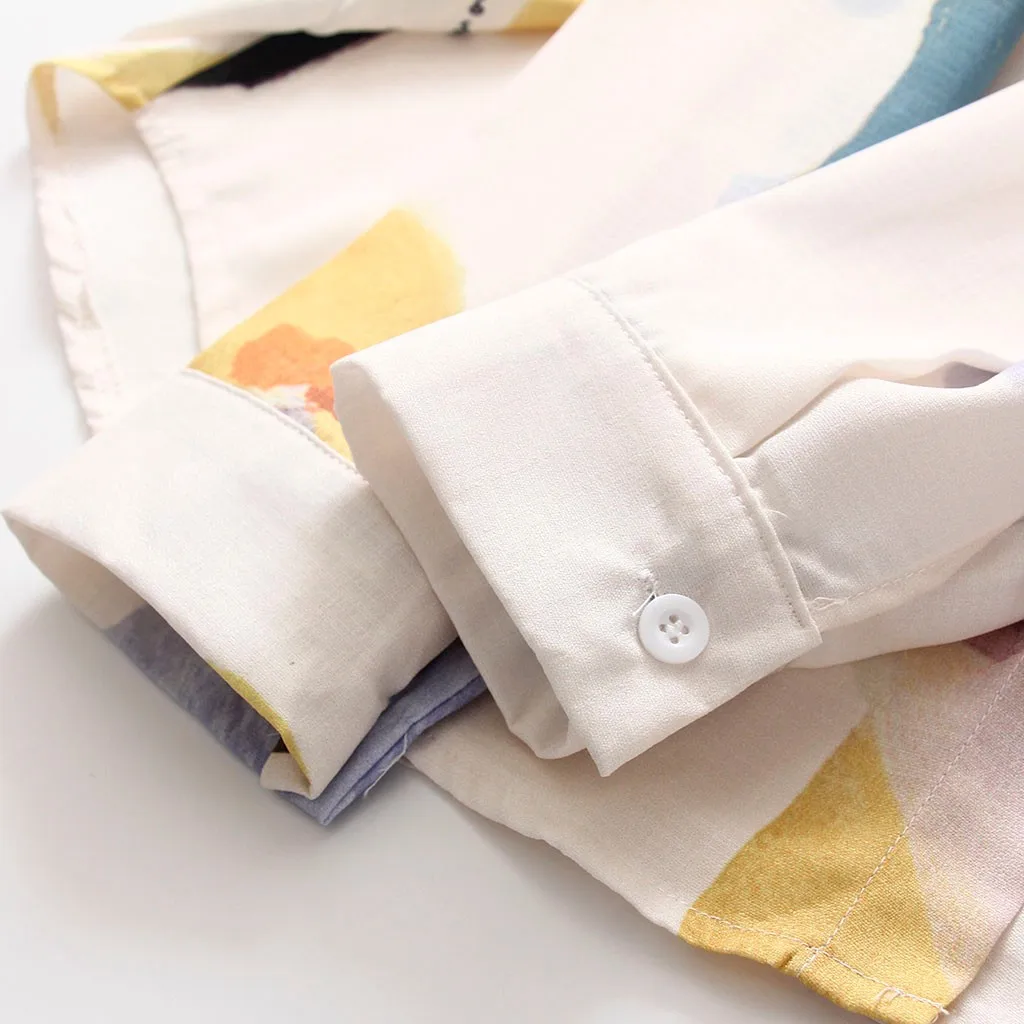 Женская винтажная рубашка SAGACE Повседневная с длинным рукавом и принтом Осень