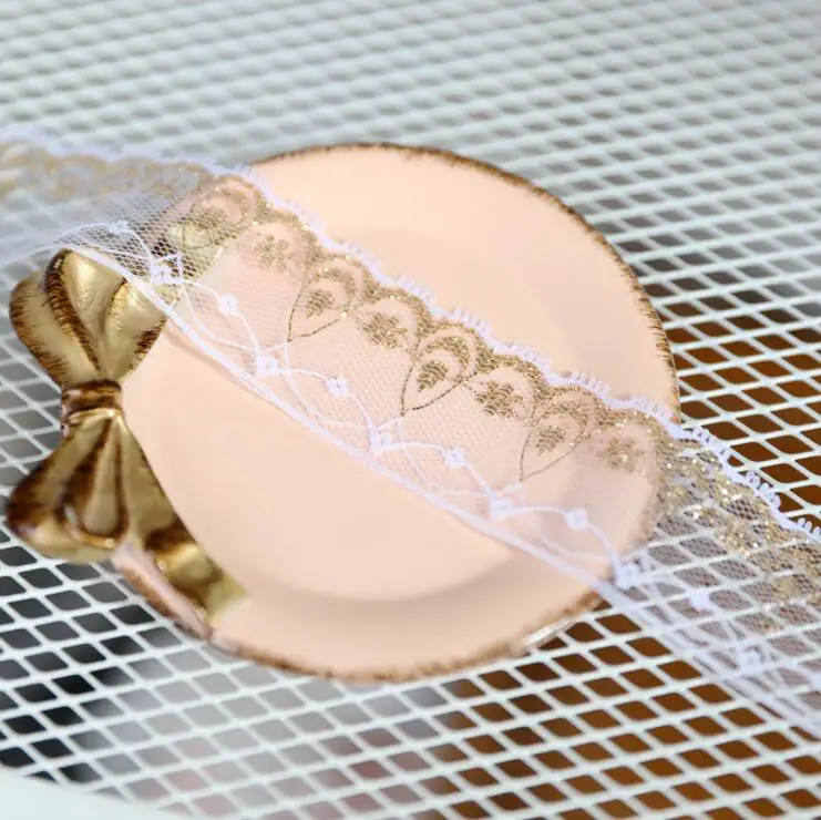 Кружевная вышивка швейной лентой 5 метров золотая ткань гипюр кружевные планки