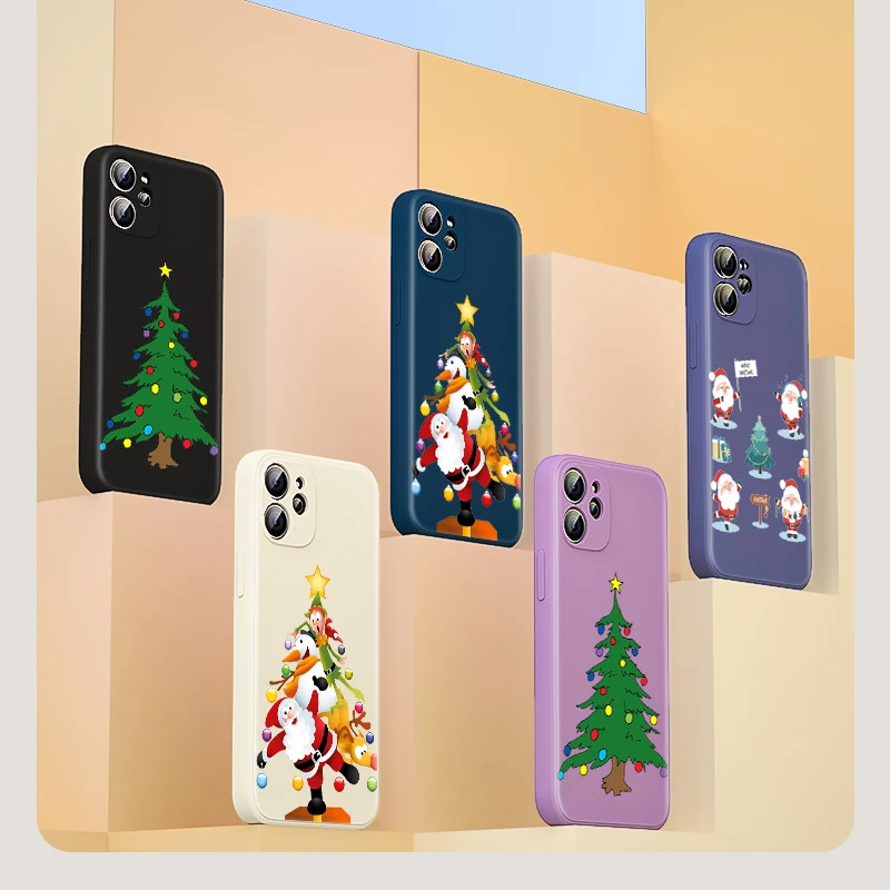 

Christmas Tree Cute for Apple iPhone 13 12 Pro Max Mini 11 Pro XS Max X XR 6S 6 7 8 Plus Liquid Silicone Soft Phone Case