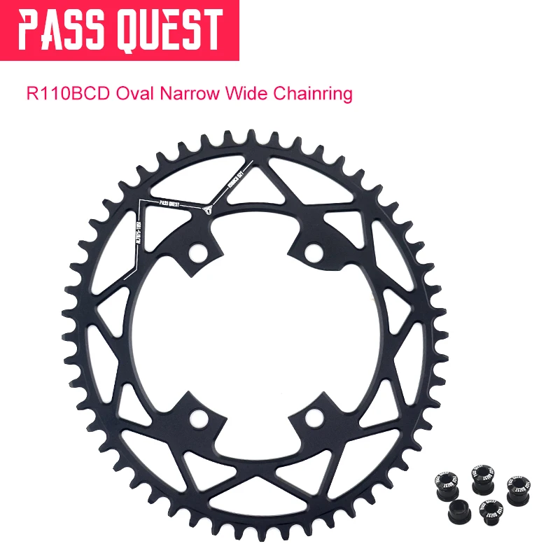 

PASS QUEST R110 / 4 BCD 110BCD Oval Road Bike Narrow Wide Chainring 42T-52T Bike Chainwheel ultegra R7000 R8000 DA9100