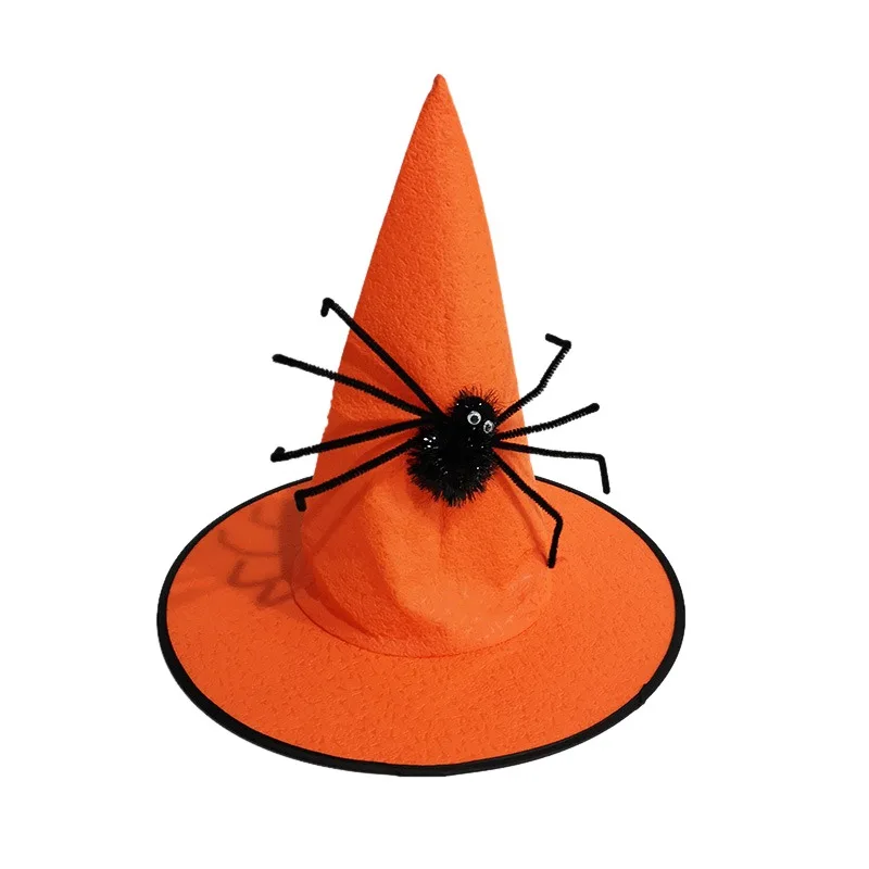 Non-Woven Witch Hat With Artificial Spider Masquerade Costume Performance Cosplay Cap Halloween Party For Kids And Adults |