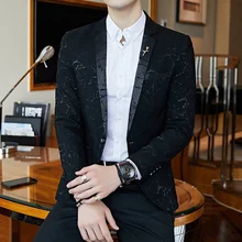 Blue Blazer for Men Blazer Shinny Yarn Wine Red Blue Black Contrast Collar Dress Dinner Blazer Homme Slim Fit Suit Coat Jacket (3)