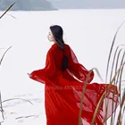 Восточный Традиционный китайский Hanfu платье для женщин однотонные красные размера плюс шифоновое платье в народном стиле танцевальные костюмы женские в винтажном стиле, в стиле эпохи Тан костюм