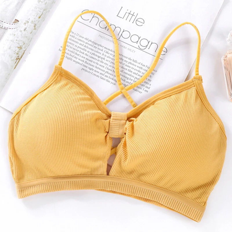 

Cotton Bras For Women Sexy Deep V Cup Seamless Padded Push Up Bra Wire Free One Size Backless Intimates Female Bras Underwear