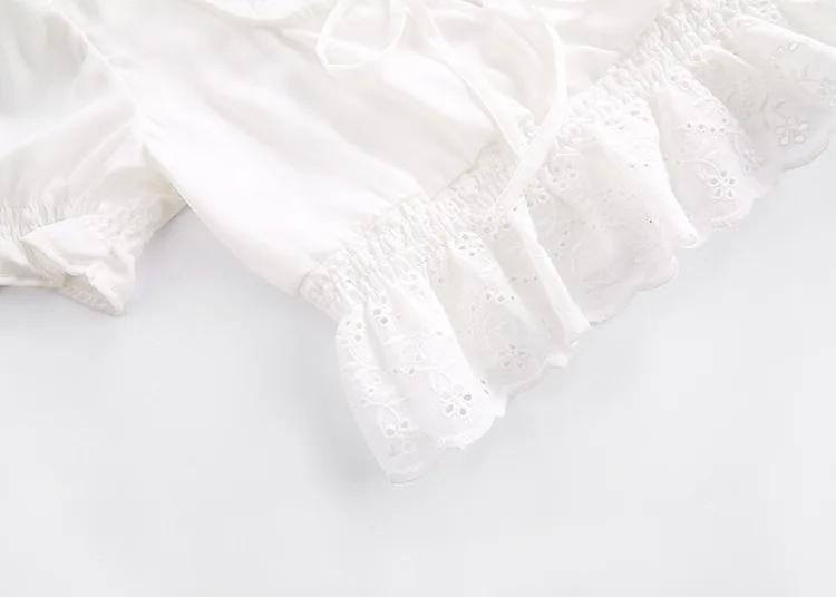 Женский короткий топ с квадратным вырезом шифоновая кружевная блузка коротким