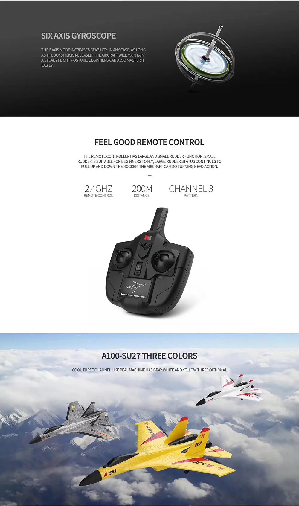 WLtoys A100 RC Самолеты SU-27 3CH 2,4G EPP композитный материал планер радиоуправляемые игрушки модель подарок ZLRC