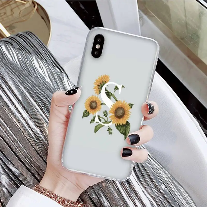 

YNDFCNB Letter rose Phone Case For iPhone X XS MAX 6 6s 7 7plus 8 8Plus 5 5S se 2020 XR 12 11 pro max case