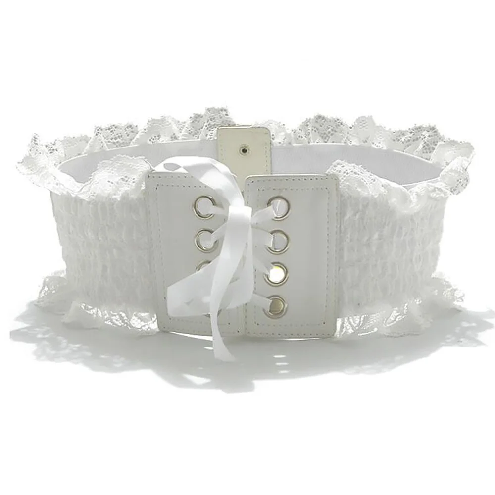 

Vintage Lace Corset Belts For Women Waist Cummerbunds Black Gothic Punk Girdle Waistband Wide Elastic Belt Shaper Ceinture Femme